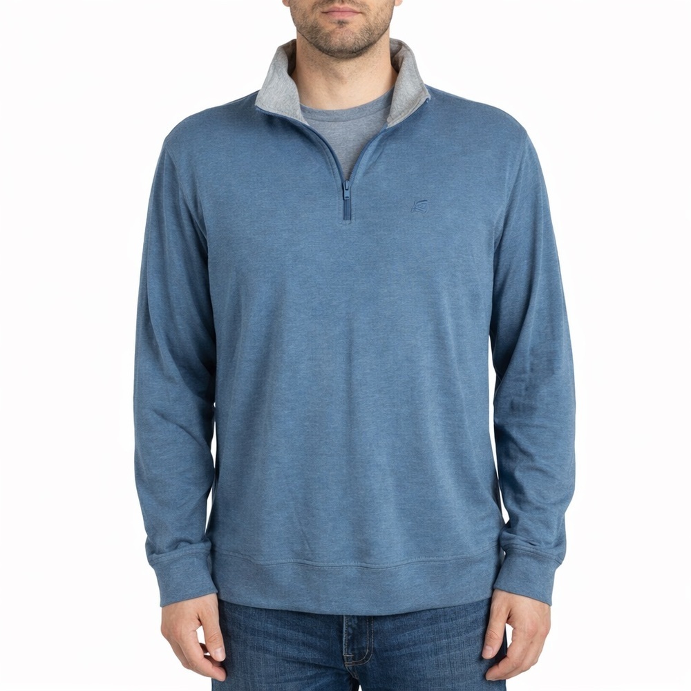 Southern Tide Blue Heather Quarter Zip Sweater The Skipjack Pullover Mens Size M
